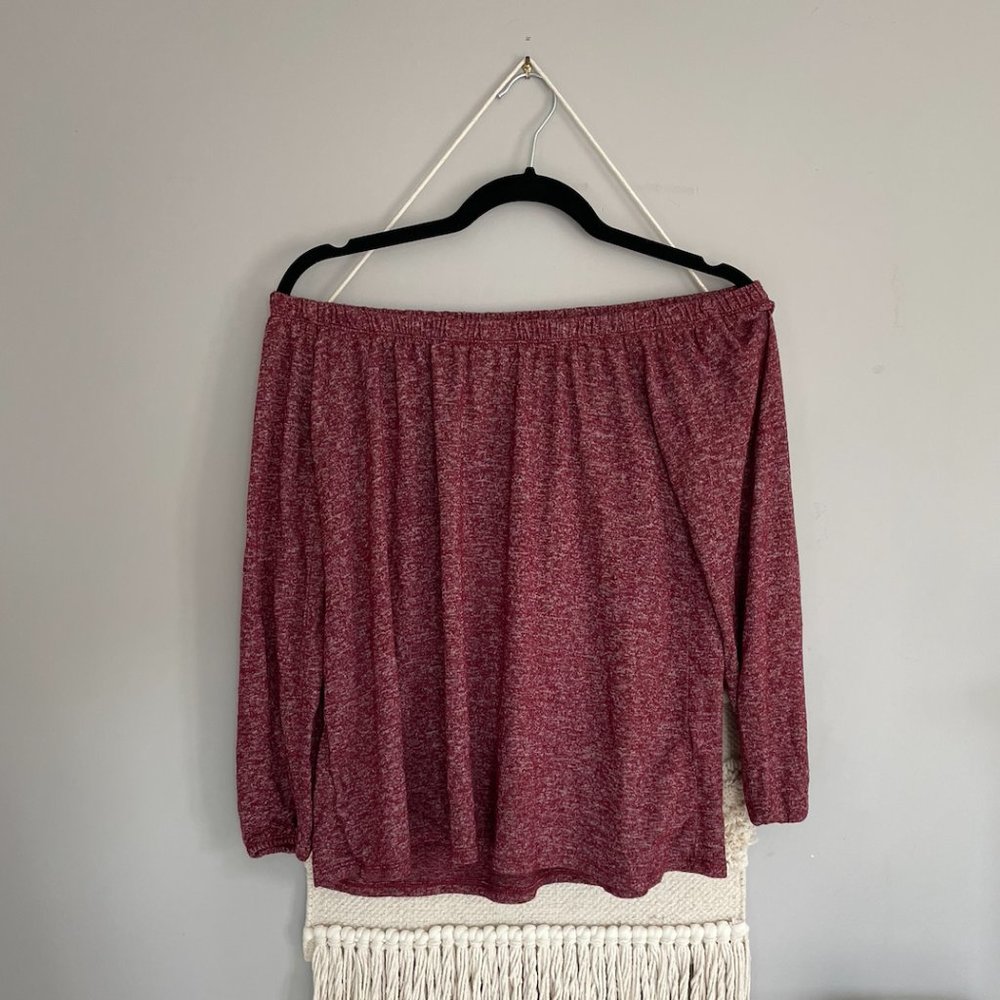 Off the Shoulder Maroon Jersey Top